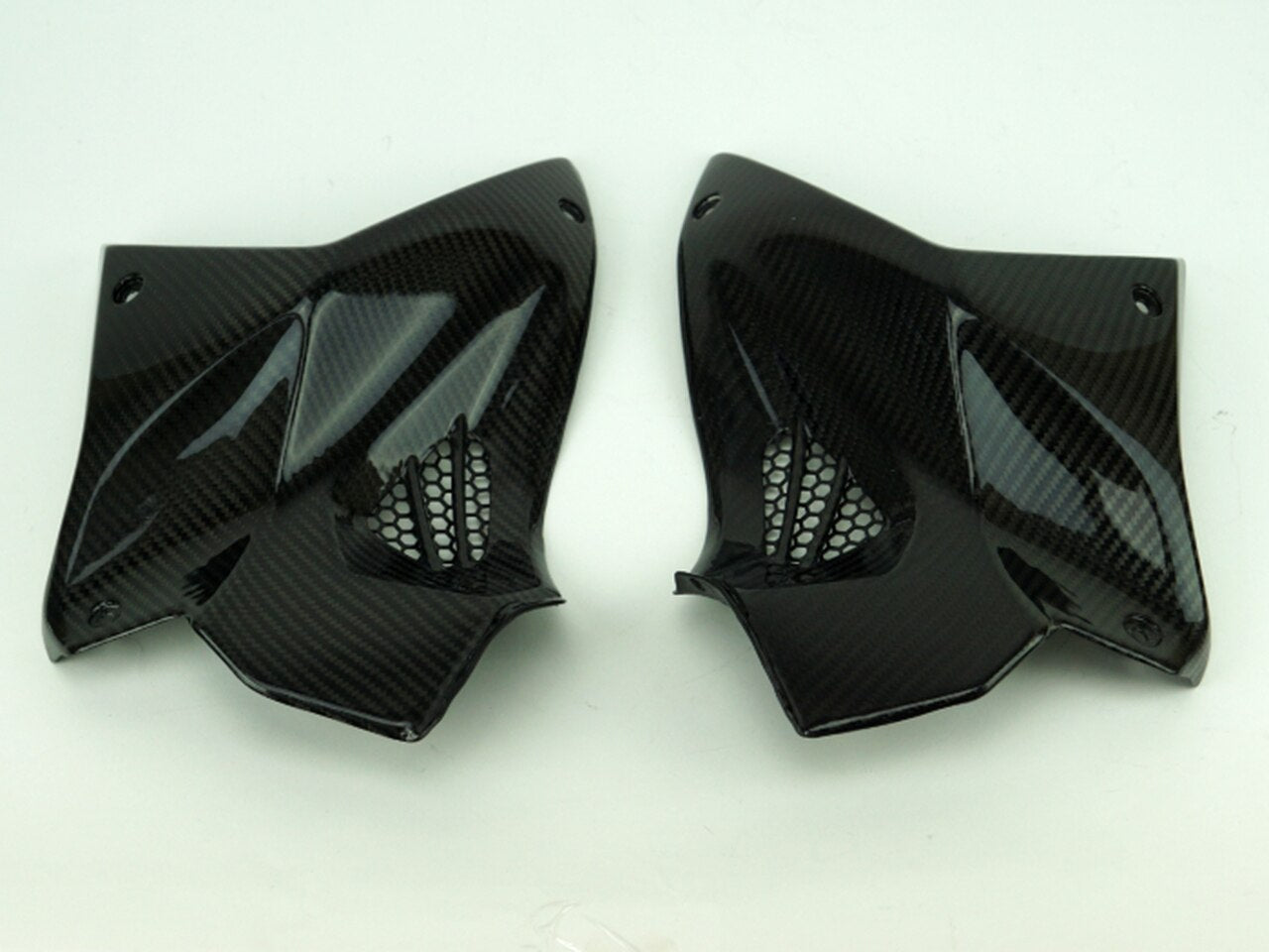 Motocomposites Upper Tank Covers w/ Aluminium Grill in 100% Carbon Fiber for Kawasaki Ninja H2
